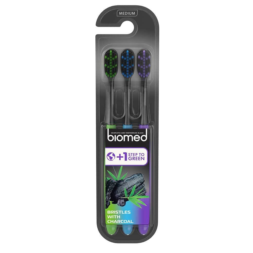 Biomed Charcoal Medium Toothbrush 3 pcs