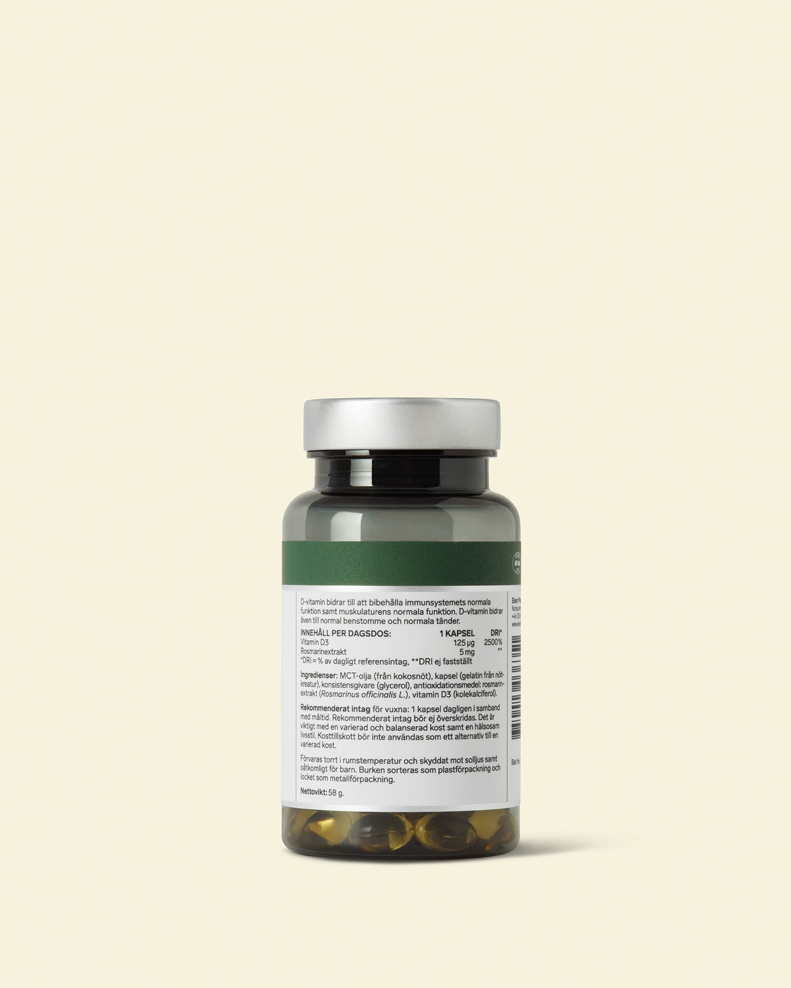 Elexir Vitamin D3 5000 IU 120 Capsules label image