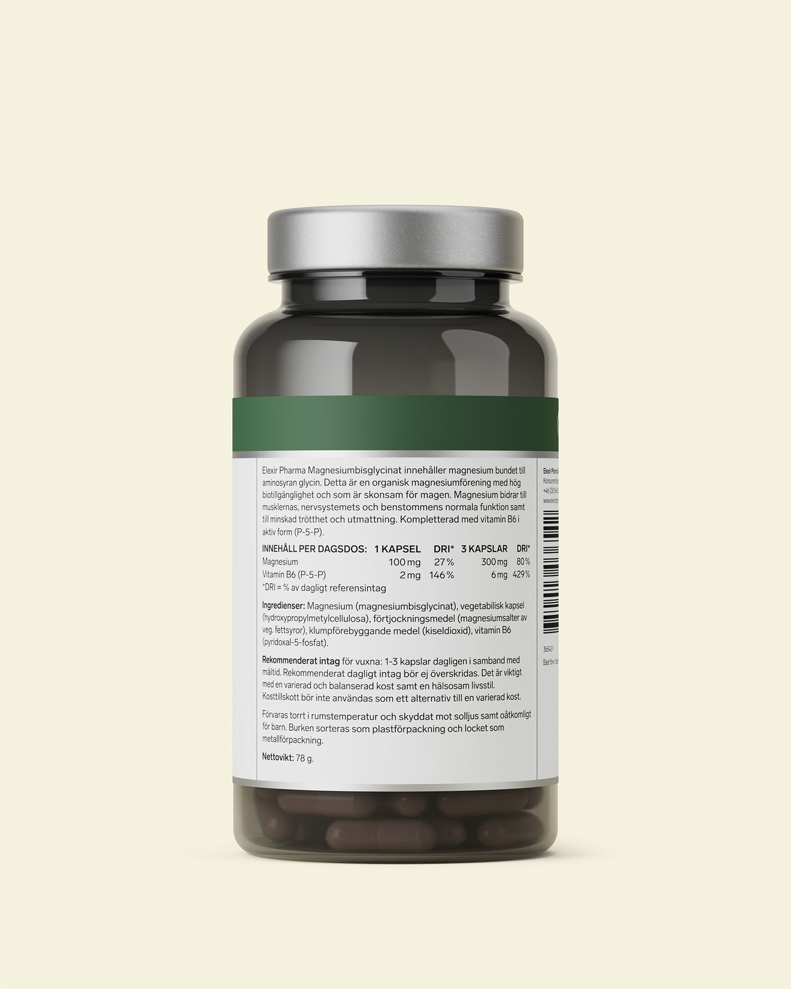 Elexir Magnesium Bisglycinate 90 Capsules label image
