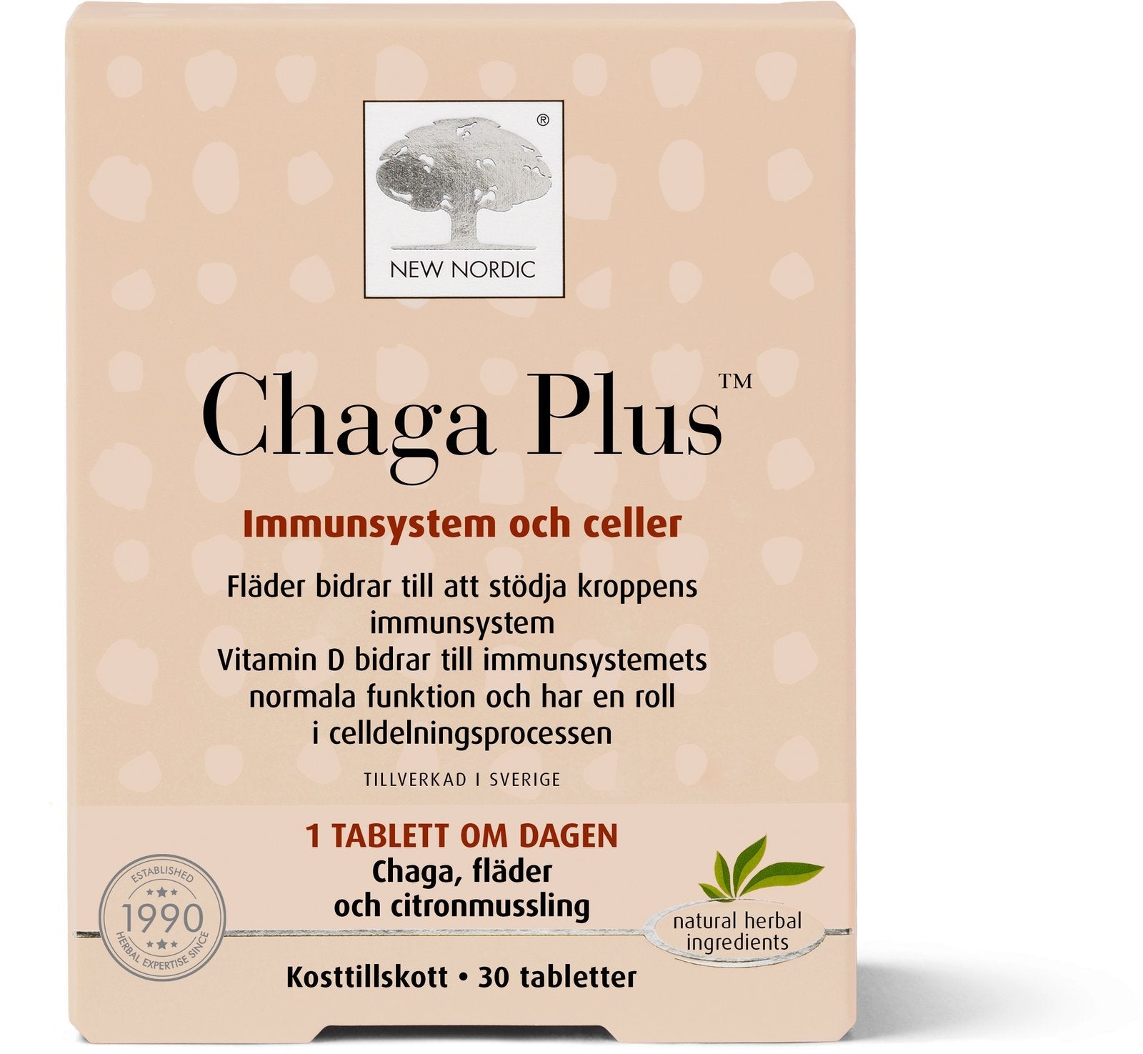 New Nordic Chaga Plus 30 Tablets front package image