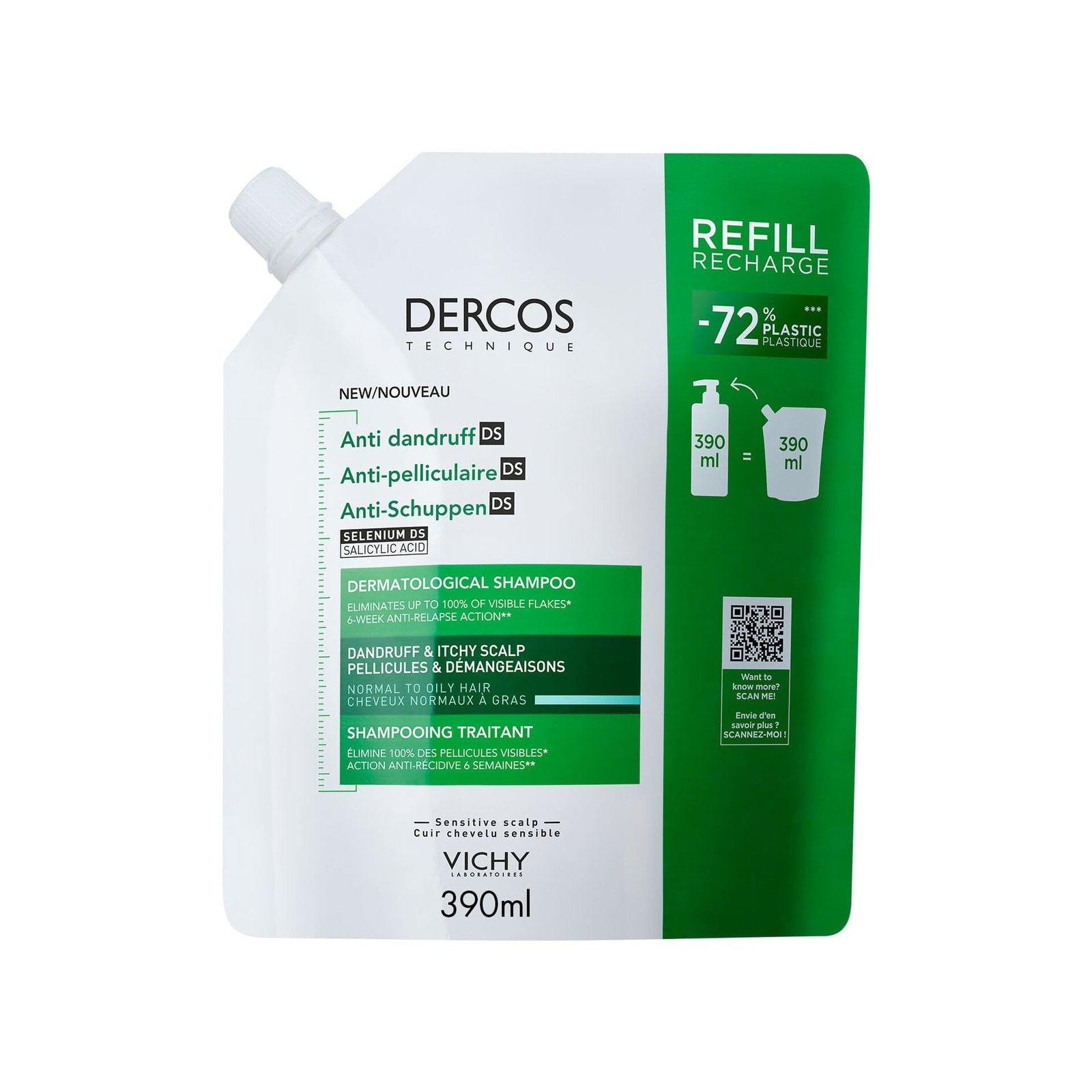 Vichy Dercos Anti-Dandruff Shampoo Normal/Oily Refill 390 ml